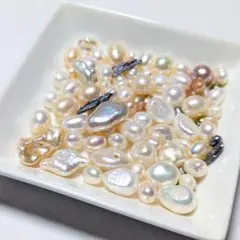 白系ビーズ 淡水パール バロック 不揃い まとめ売り