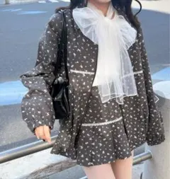 花柄グレー ジャケット フリーサイズ