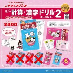 ５年 ６年 タマ＆フレンズ ミニ計算・漢字ドリル キーホルダー ２ ミニチュア