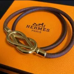 【美品】HERMES エルメス　アタメ　2連ブレスレット　チョーカー　レザー 極美品】HERMES エルメス アタメ 2連ブレスレット チョーカー レザー