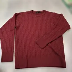 ARTISAN バーガンディ ケーブルニットセーター　タック　赤　真紅