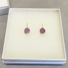 美品 マリハマザーオブパール 紫ピンク ピアス ゴールド14Kコーティング