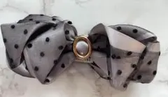 ドット柄シフォンリボンバレッタ