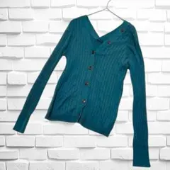 アースミュージック&エコロジー　リブニットカーディガン Vネック 長袖a1257
