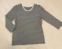 無印良品　ストライプ 七部袖 Tシャツ 　美品