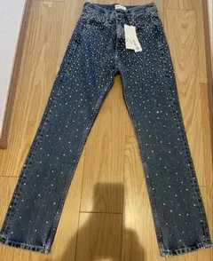 ザラ　前後キラキラジーンズ　タグ付新品　34 ビジューたっぷり　10990円