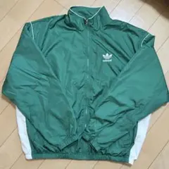 アディダス80s 90s 刺繍 ナイロンジャケット グリーン L 万国旗タグ