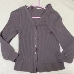 WILLSELECTION リブ編み Vネック カーディガン Mサイズ パープル