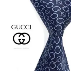 ◆美品◆GUCCI グッチ ネクタイ 青色 幾何学模様 カジュアル