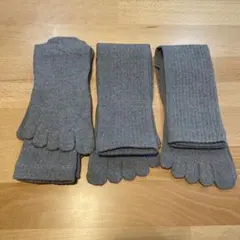 グレー 五本指ソックス 3足セット　25㎝-28㎝