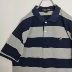 ユーエスポロアッスン 半袖シャツ ポロシャツ ボーダー バイカラー メンズL