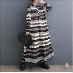 新品　大きいサイズレディース ロング　ワンピース　春秋冬 新品 長袖　ゆったりf