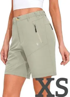 レディース カーゴショートパンツ XS 吸汗 通気 ハイキング キャンプ カーキ