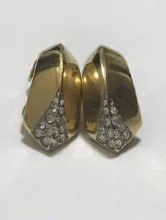 ヴィンテージゴールド色ラインストーンイヤリング