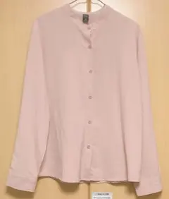 SHEIN ノーカラーシャツ ブラウス ピンク M