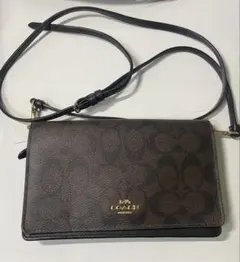 美品 COACH コーチ 長財布 ショルダーバッグ シグネチャー 斜め掛け 黒