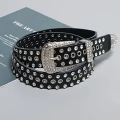 ブリンブリンベルト 黒 ブラック スタッズ キラキラ ウエスタン アメカジ