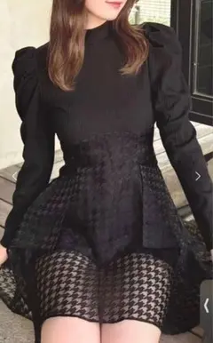 dazzlin バックリボンパワショルミニコルセットワンピース ブラック