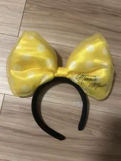 ミニーマウス 水玉模様カチューシャ イエロー