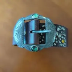 ⭐️HTC⭐️エンボスブラウンレザーベルト⭐️オクタゴンバックル⭐️34インチ HTC エイチティーシー エンドオンリー スターバースト ターコイズ