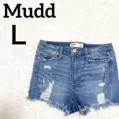 Mudd【Ｌ】海外古着 デニム ハイウエスト ショートパンツ デニムブルー 古着