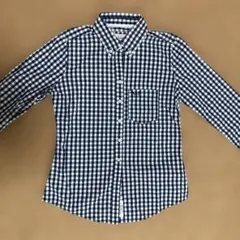お値下げ　アバクロ　ネイビー　ギンガムチェック　ボタンダウン　長袖　シャツ
