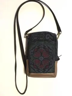 大島紬　スマホショルダー　スマホポシェット　ハンドメイド