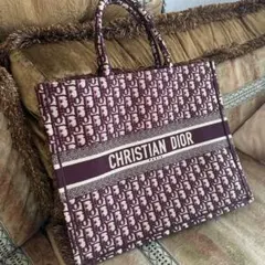 未使用⭐︎ディオール/ブックトートバッグ/バーガンディ/ラージ/正規購