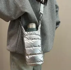 SHEINシーインダウン水筒バッグスポーツショルダーバッグ新品シルバーのサムネイル