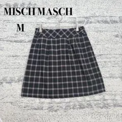 美品【ミッシュマッシュ】黒 チェック柄 台形スカート Mサイズ ミニ u3721