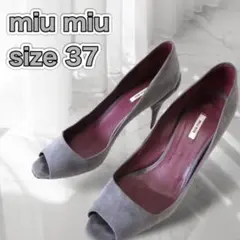 miumiu パンプス オープントゥ ピンヒール 本革 スエード 23.5のサムネイル