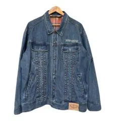 【背面のインパクト大！】ハーレーダビッドソン デニムジャケット 刺繍ロゴ XLのサムネイル