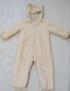 ユニクロ UNIQLO ベビー ジャンプスーツ　ベージュ　80くま耳