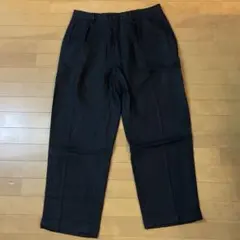3830黒リネンパンツ 100%ラルフローレンスラックスツータックビンテージのサムネイル