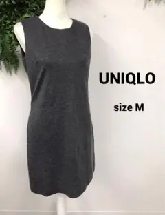 ★UNIQLO　ポンチワンピース　ノースリーブ　Ꮇ　ダークグレー　レディース