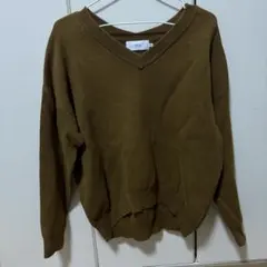 ブラウン Vネック ニット AZULby moussy