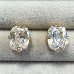 4ct ラディアントカット 人工高炭素ダイヤモンド キラキラ ピアス