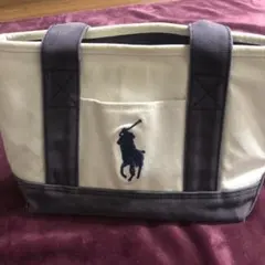 Ralph Lauren トートバッグ アイボリー×ネイビー