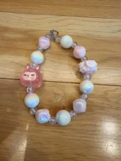 ビーズストラップ　キーホルダー　ピンク　スマホストラップ　ハンドメイド