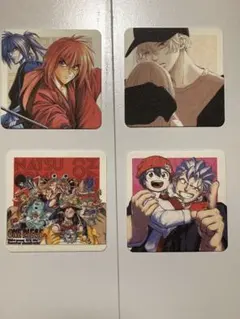 夏コミ　2021 コースター　ワンピース　るろうに剣心等　4枚セット