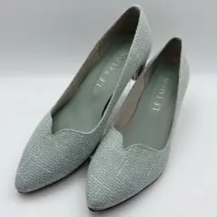 美品✨ルタロン ツイード ポインテッドトゥ パンプス 薄緑 23.5cm