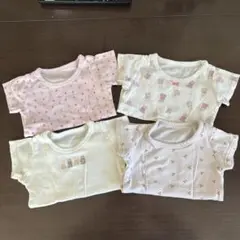【80】ウサギ柄ベビーシャツ4枚セット