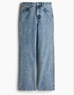 H&M ストレートデニム　刺繍　新品未使用タグ付き