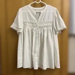 ピンタック 半袖ブラウス ホワイトのサムネイル