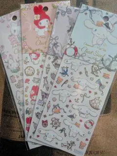 【正規品】サンリオキャラクター　たけいみき　ふち箔クリアシール 4種セット