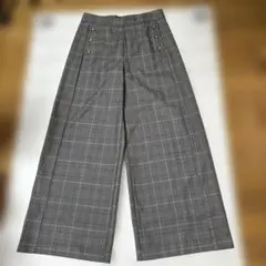 ZARA BASIC チェック柄 ワイドパンツ　S