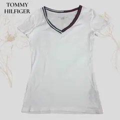 TOMMY HILFIGER VネックTシャツ 半袖 ホワイト XS レディース