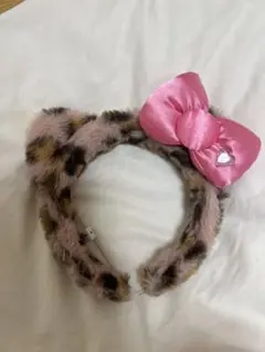 ヒョウ柄リボン付きカチューシャ