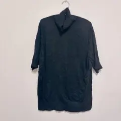 ニットカットソー 【3】黒 ハイネック 無地 シンプル トップス 体型カバー