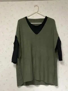 試着のみ　グリーン　薄手セーター　Lくらい